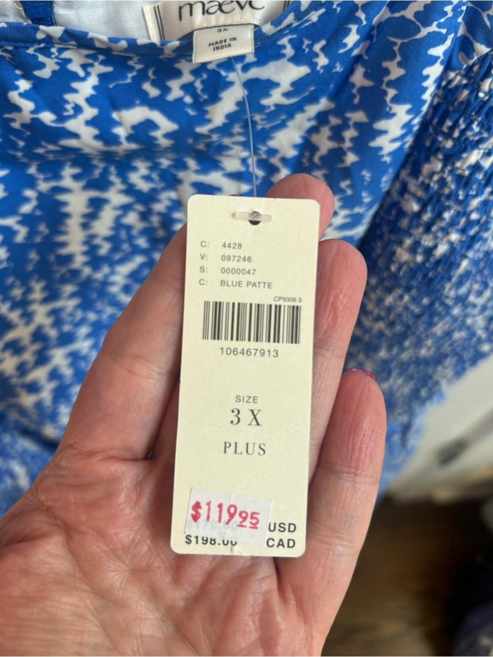 Mauve Blue and White Patterned Midi Dress